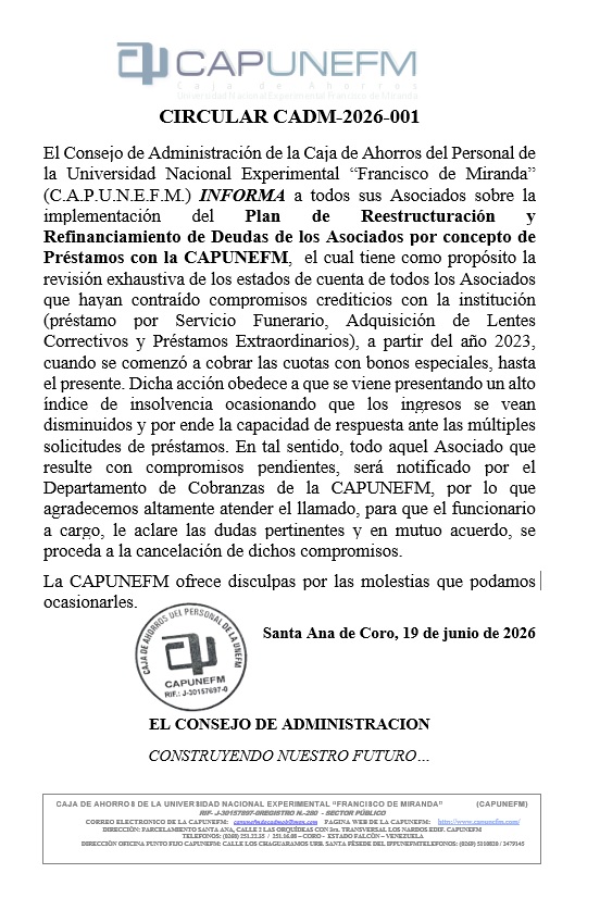 CIRCULAR CADM 2026 001